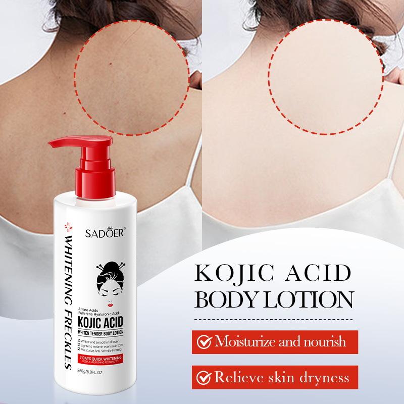 Kojicsyre Whitening Body Lotion 250gSADOER Fuktighetsgivende Oppstrammende Foryngende Body Lotion
