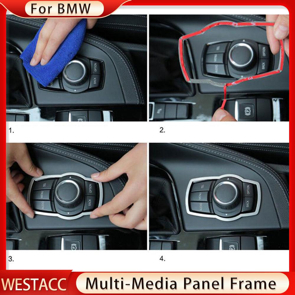 Auto Konsole Multimedia Button Panel Rahmen Abdeckung Trim für BMW X1 F48 2016 2017 2018 Edelstahl Aufkleber