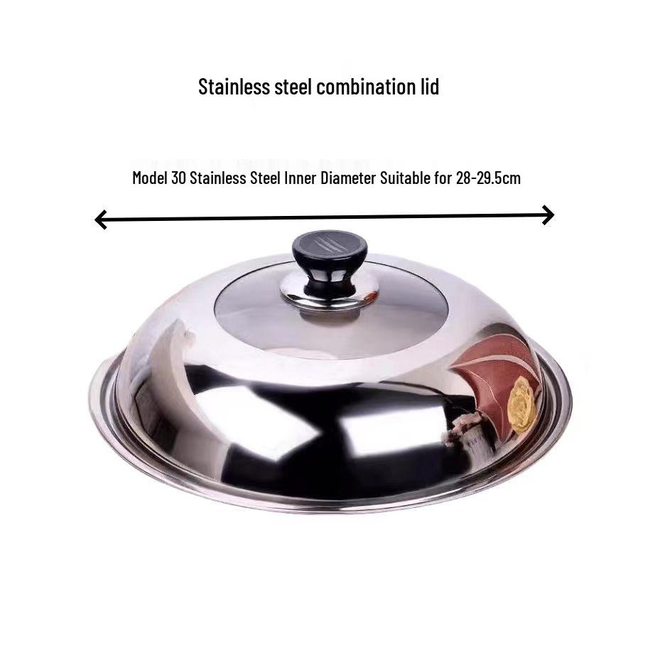 High-Temperature Resistant Transparent Glass and Stainless Steel Wok Lid