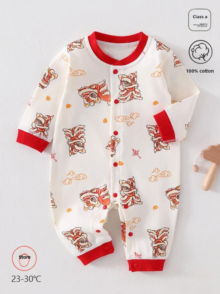 Baby Cotton Footed Romper With Long Sleeves For Newborns And Infants