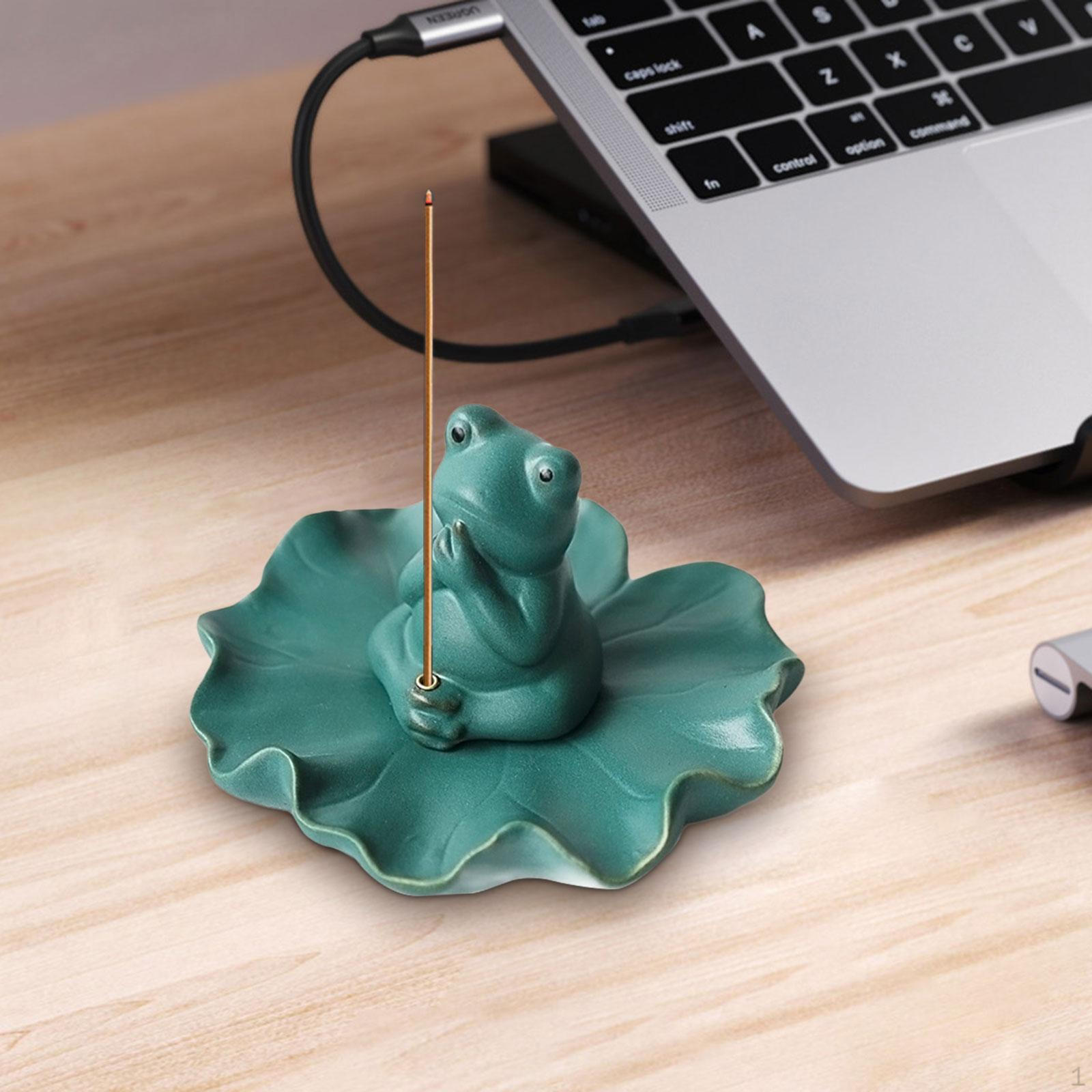 

Incenses Holder Small Frog Cute Unique Animal Statue Burner for Bedroom Meditation