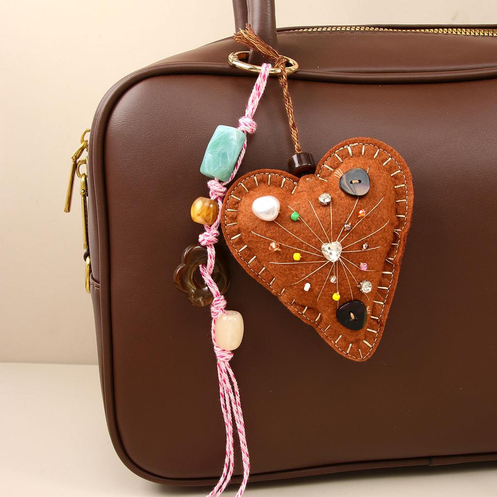 Vintage Heartshaped Leather Bag Charm For Autumn Winter Fashion Accessory Decor