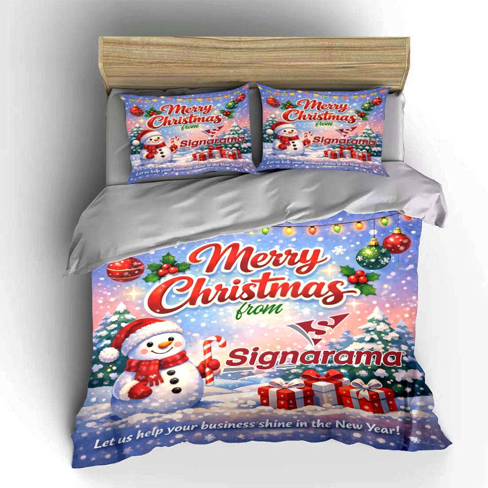 Merry Christmas Snowman Decor Bedding Duvet Cover Set Duvet Cover Pillowcases (1*Duvet Cover 2*Pillowcases, Without Duvet Insert)