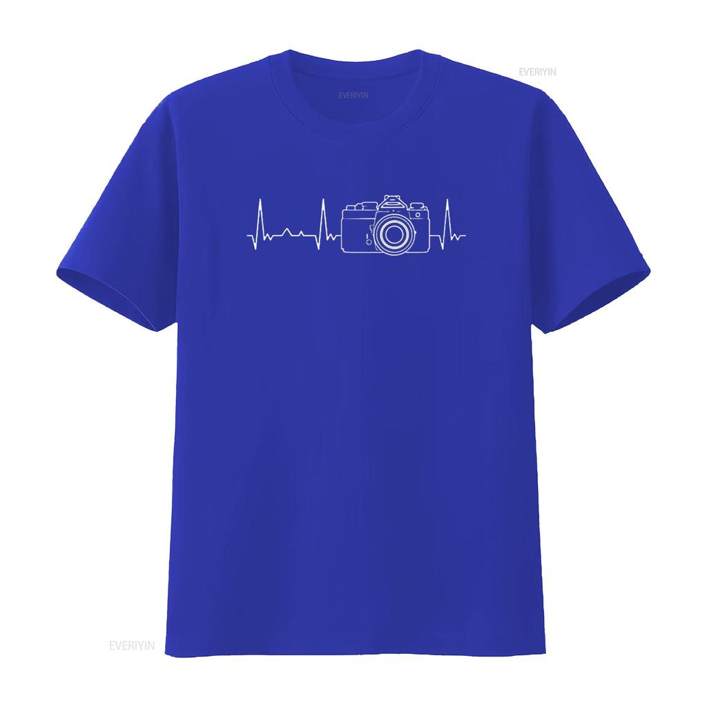 Funny heartbeat Camera Vintage  Womens T Shirt vintage Washed Versatile homme Comfortable Stretched Casual Slightly