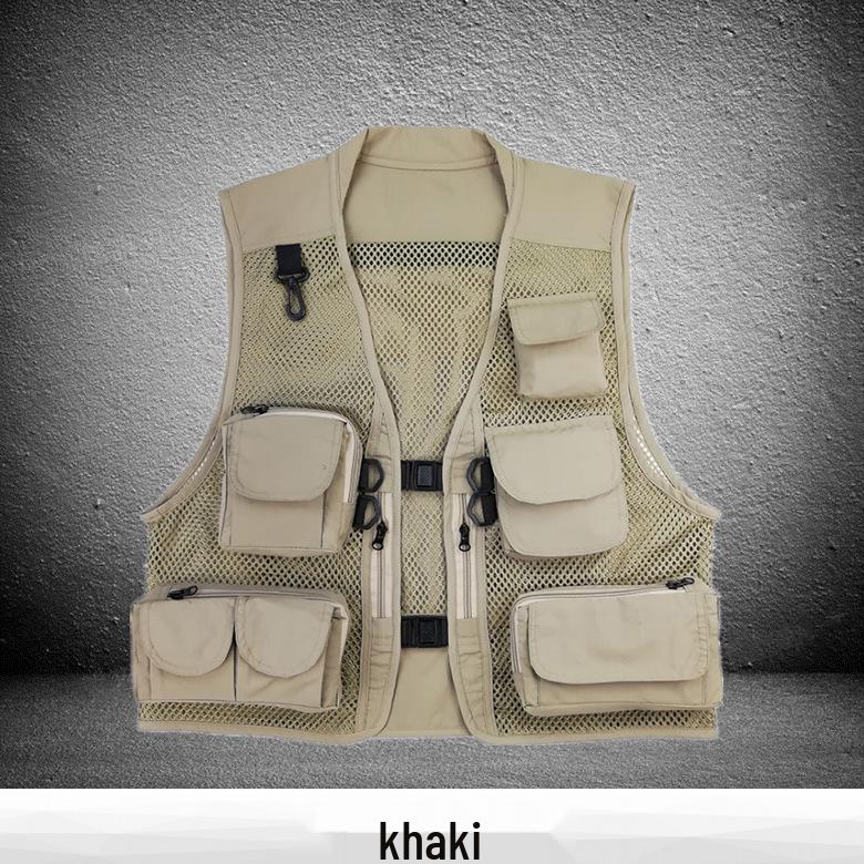 Men's Breathable Multi-Pocket Workwear Vest - Customizable Logo for Outdoor Volunteers