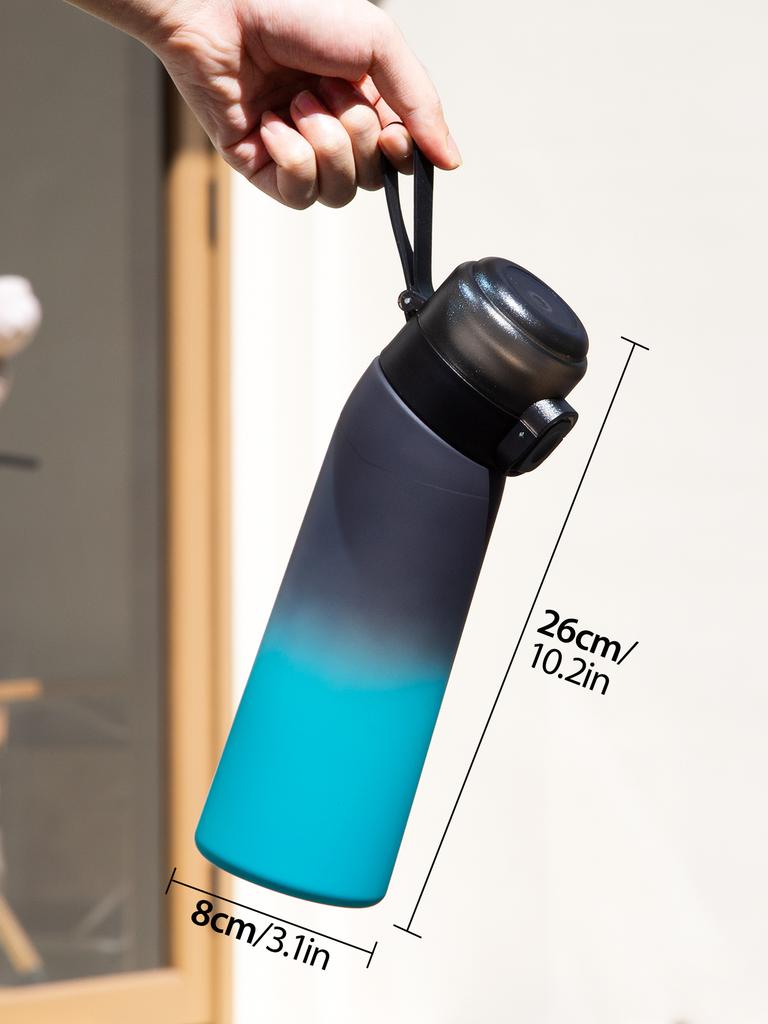 1 Stück 650ml Aromatisierte Wasserflasche mit Zufälligen 1 Aromapod Luftwasserflasche Mattiertes Schwarz Luft Camping Fitness Sportbecher
