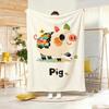 Illustration Cartoon Pig Throw Lightweight 240G Flannel Blanket Soft Skin-Friendly For Summer Cooling