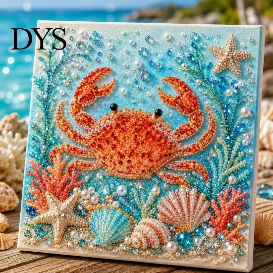 Stress Relief DIY Projects Sea Turtle Octopus 3D Pearl Painting Kit, Ocean Theme Diamond Art Beach House Wall Kit for Adults Beginner, Bead