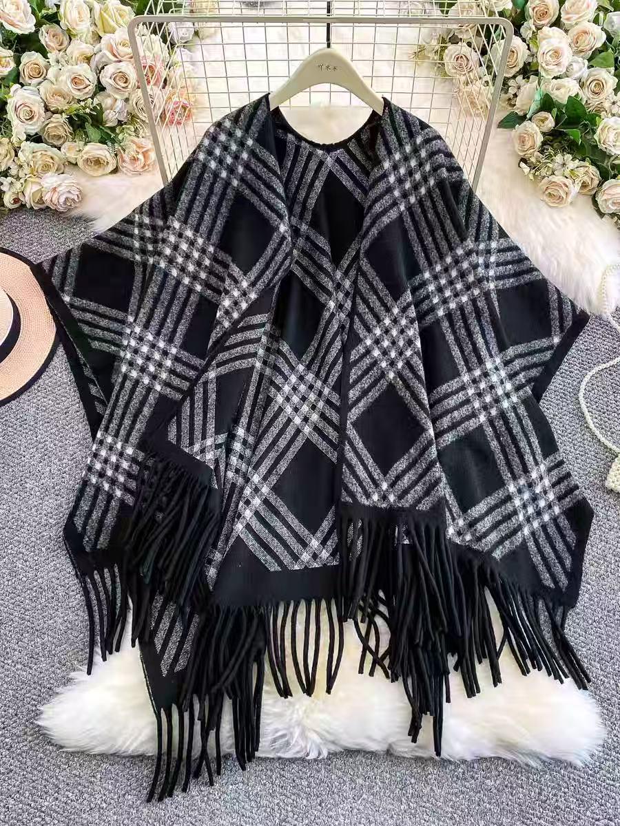 

2025 Розкішне жіноче кашемірове та шовкове пончо-шарф-ковдра