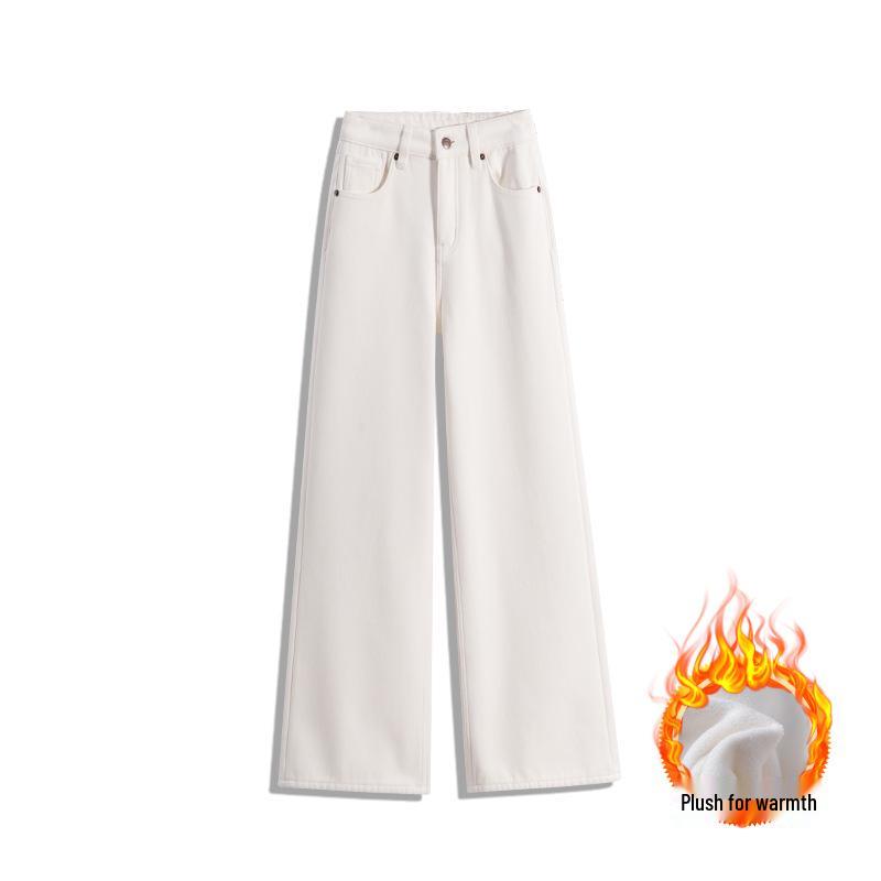 

Li Shaonü Women s Plush Lined Wide-Leg Jeans - Winter 2026 High-Waisted Tiger Edition XL