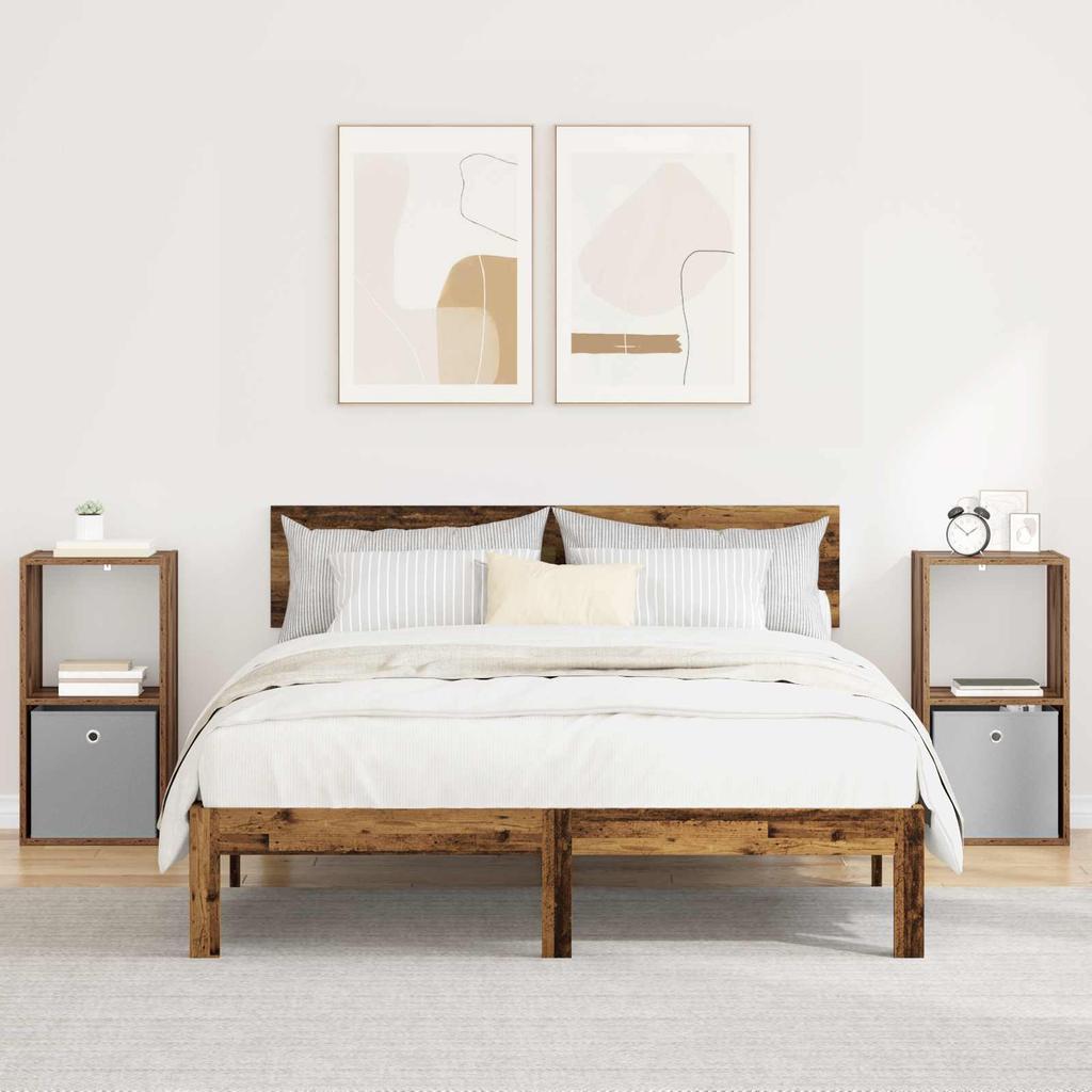 Nightstand 2 pcs Reclaimed Wood Look 35 x 32 x 68.5 cm Engineered Wood