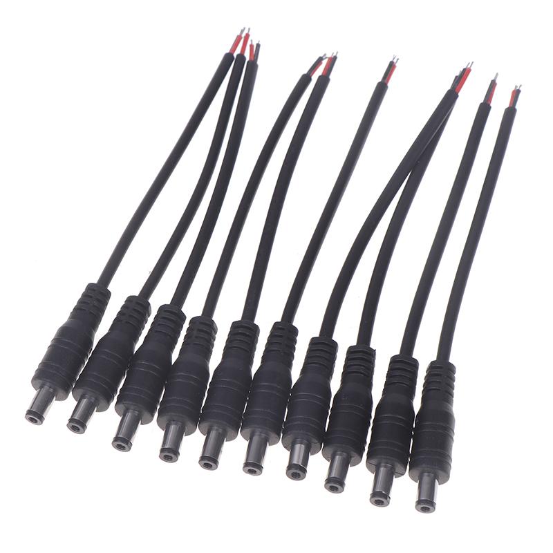 10 Adet Dc Güç Pigtail Kablo 22Awg Dişi Erkek 5.5Mm X 2.1Mm Konnektör 12V Güç Kaynağı Adaptörü Cctv Kamera Dvr Led Şerit İçin