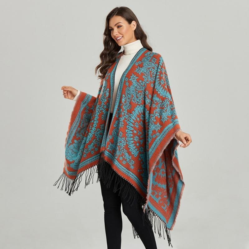 Autumn and winter scarf women's retro shawl scarf split cape travel outside with thermal cape