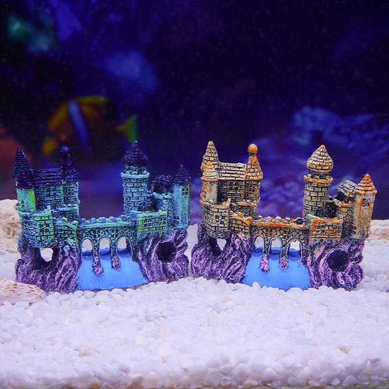 1Pcs Landscaping Resin Rockery Aquarium Rockery Home Craft Creative Castle Shape Fish Tank Ornaments Decoration