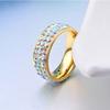 Titanium Steel Gold Colored Diamond Womens Ring with A Full Circle of Diamonds European and American New Womens Ring