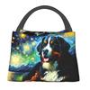 Starry Night Bernese Mountain Dog Van Gogh Lover Insulated Lunch Bag for Women Children Portable Food Boxes Thermal Lunch Box