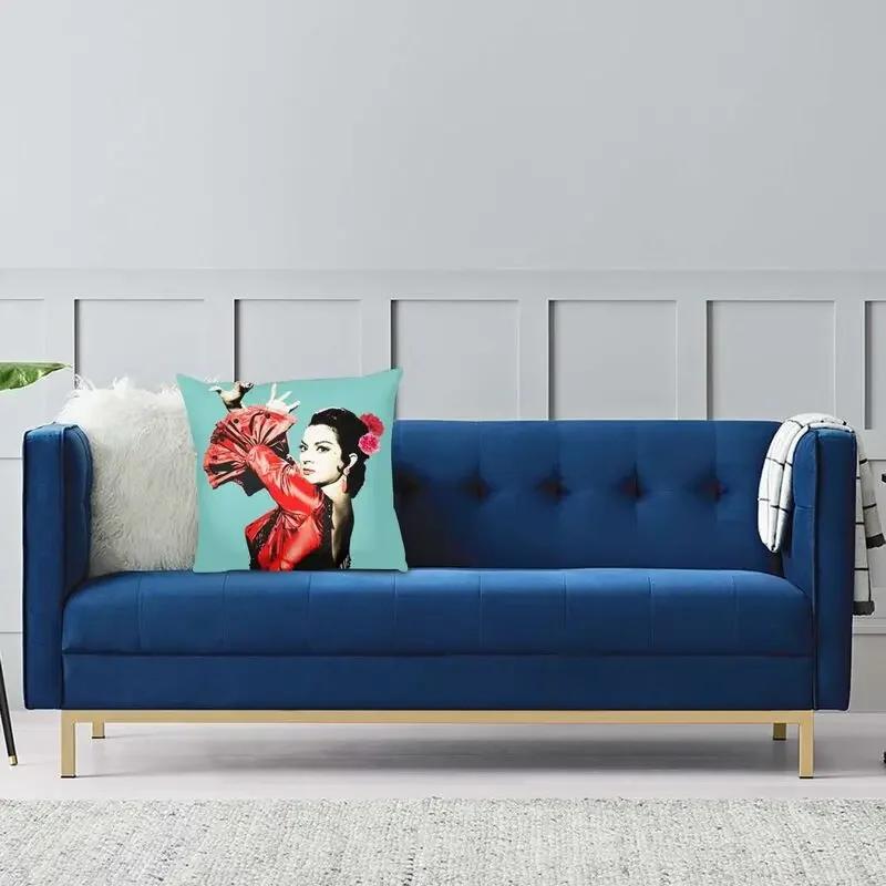Flamenco Lola Flores Modern Throw Pillow Covers Living Room Decoration Spanish Dancer Pop Art Cushion Cover Pillowcase 40Cm 16In