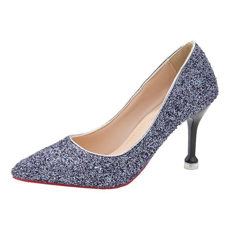 

Женские туфли на высоком каблуке весна и лето новая мода тонкий каблук женские туфли на высоком каблуке с открытым носком пайетки женские туфли лодочки 33