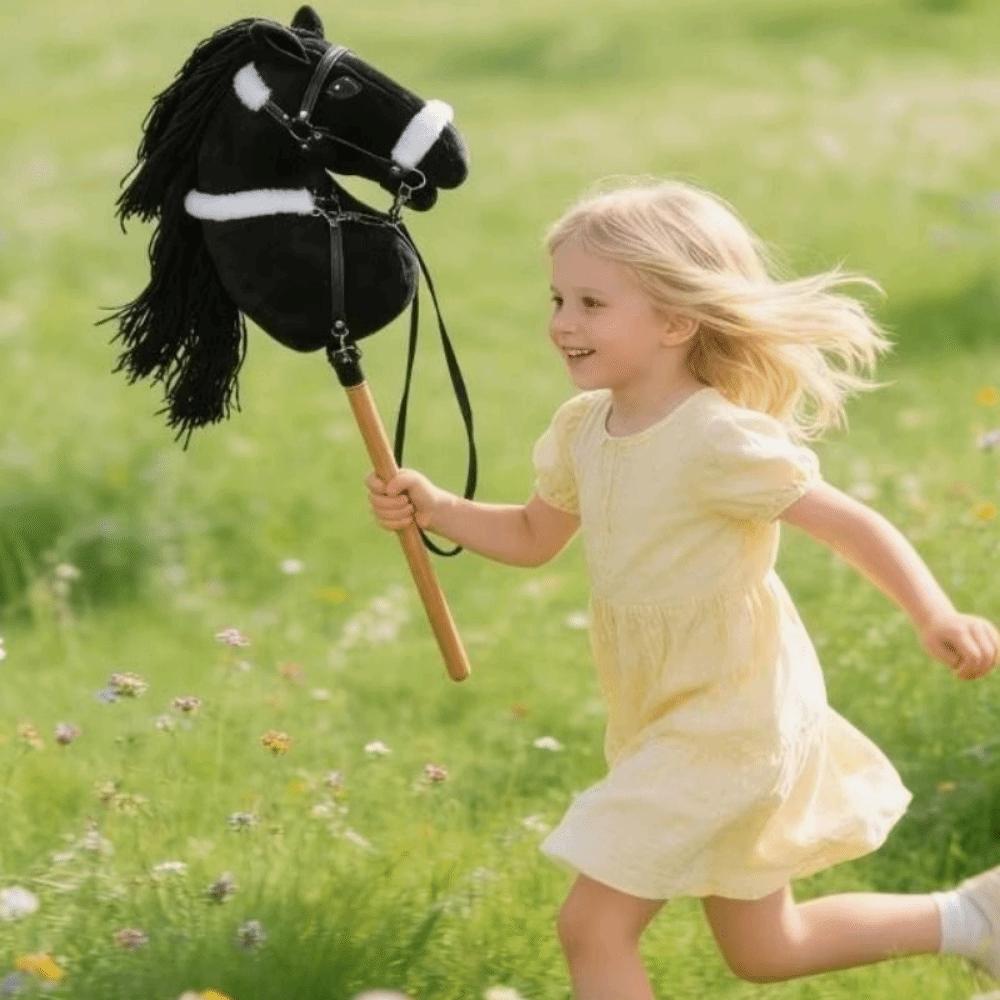 Realistic Plush Hobby Horse Soft Plush Hobby Horse Riding Stick Plush Horse Head  Performance Prop