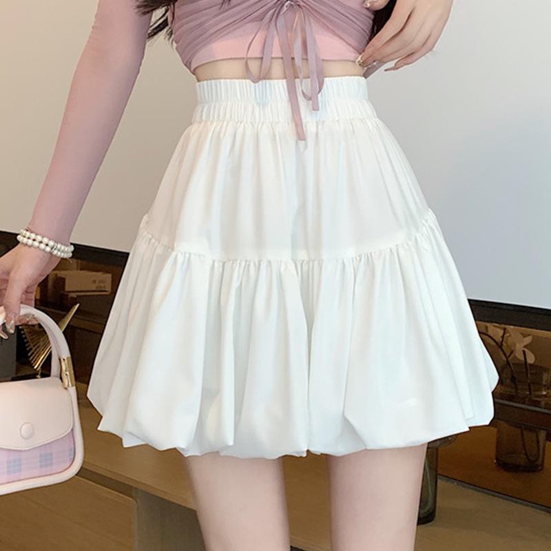 2026 Spring/Summer High Waist Bubble Mini Skirt for Women - Slimming Fluffy A-line Skirt with Anti-Exposure Design.