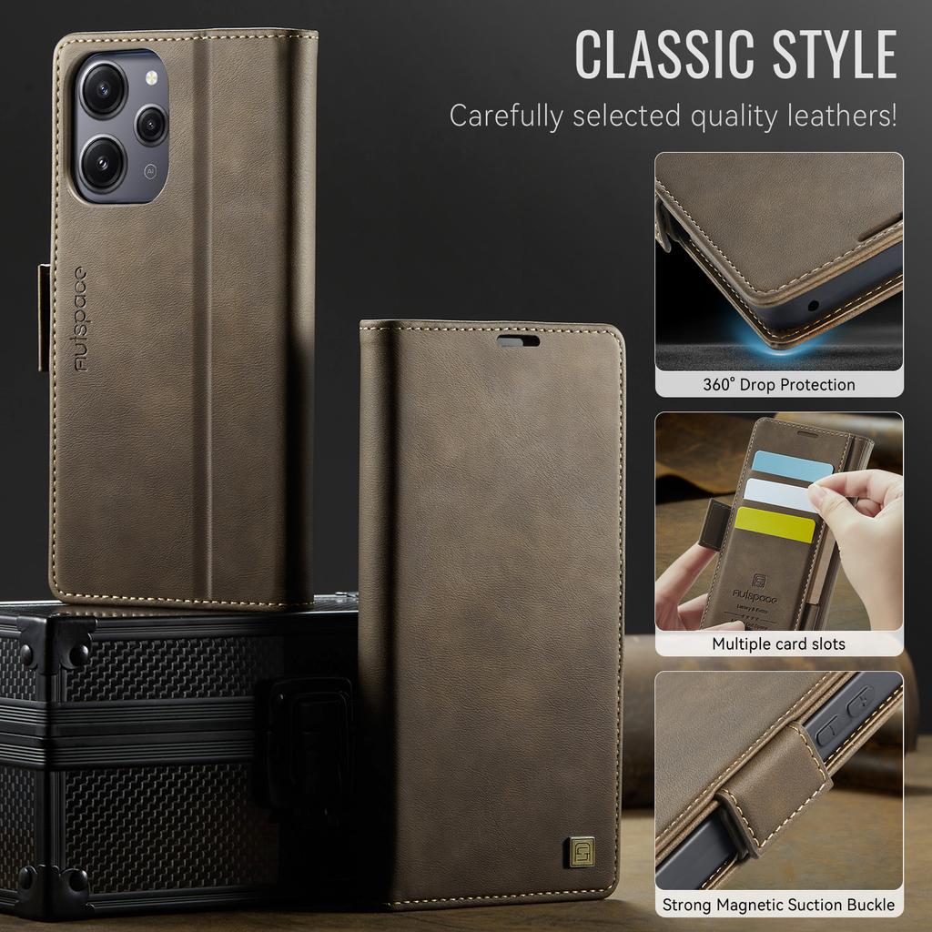 For Xiaomi Redmi 12/ Redmi 12 5G Wallet Case with Card Slots & Kickstand, 360° Protection Leather Case