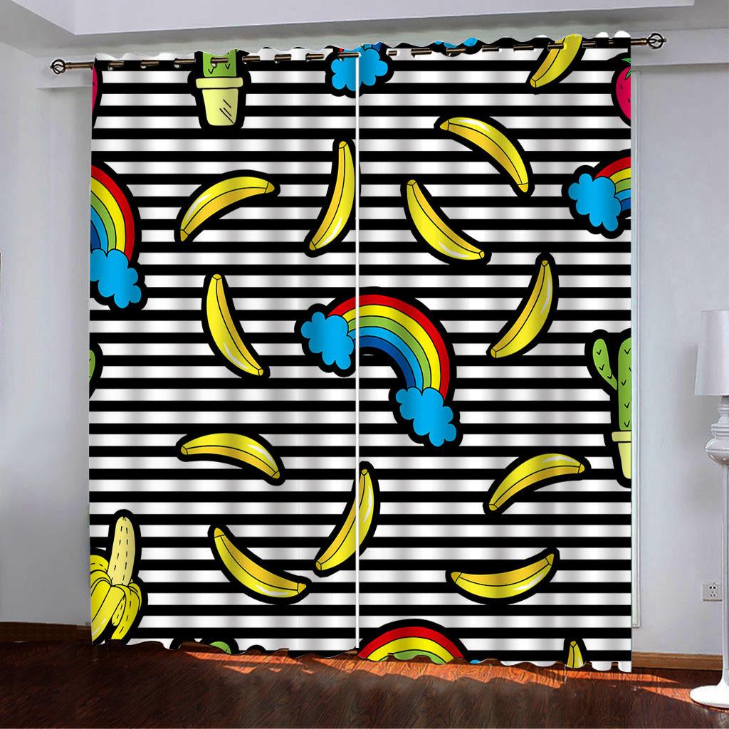 High Density Blackout Curtains Cartoon Small Objects Small Plants 3D Digital Printing Blackout Curtains