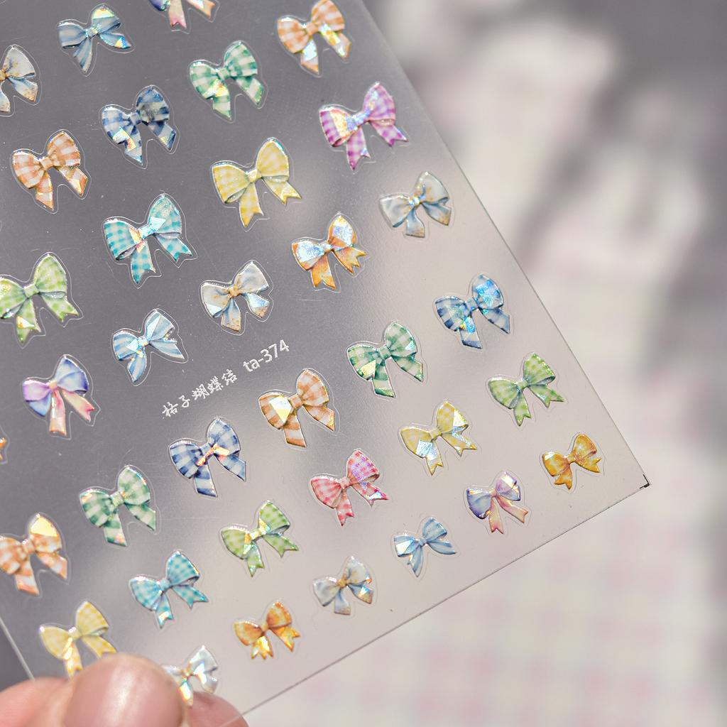 5D Sparkle Clear Diamonds Colorful Thin Little Bow Tie Bowknot Adhesive Nail Art Stickers Decals Manicure Ornaments Suppliers