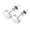 1Pair Men's Round Stud Earring Stainless Steel Fine Needle Push Back Ear Studs Women Simple Jewelry