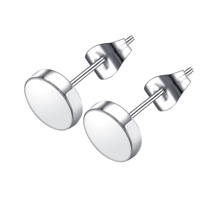 1Pair Men's Round Stud Earring Stainless Steel Fine Needle Push Back Ear Studs Women Simple Jewelry