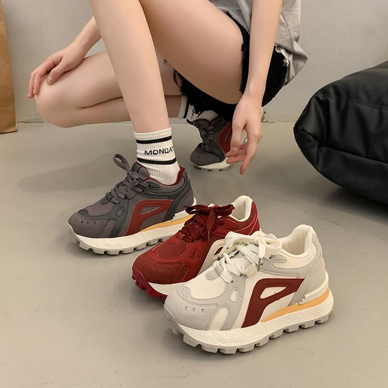 Thick-soled small women's new spring and autumn small people color matching casual sports fashion shoes
