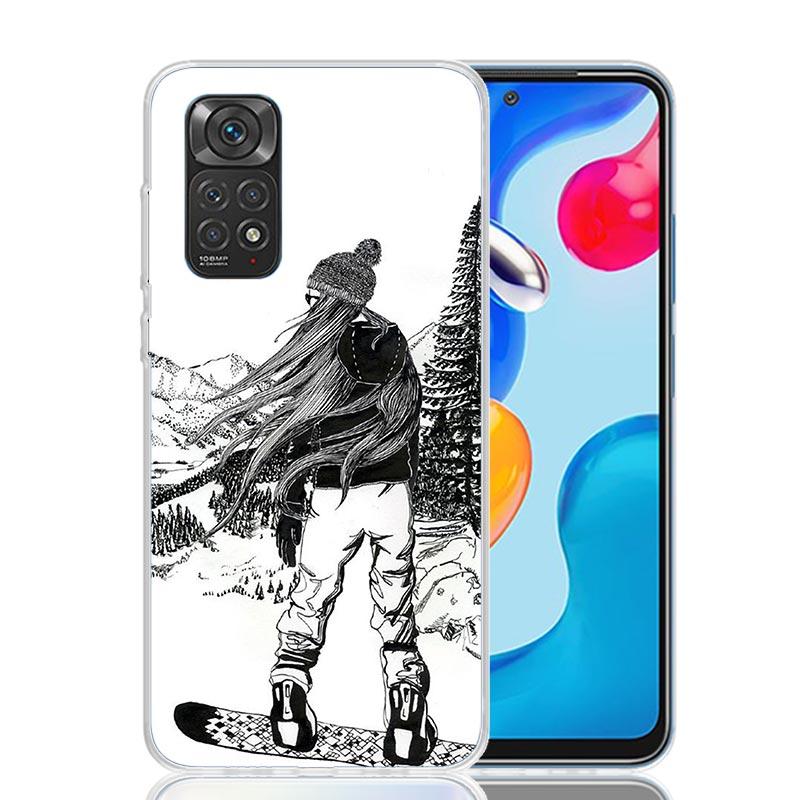 Adventure Snowboarding Extreme Phone Case For Xiaomi Redmi Note 15 14 13 12S 12 Pro Plus 11S 11E 11 11T 10S 10 Art Soft Pattern