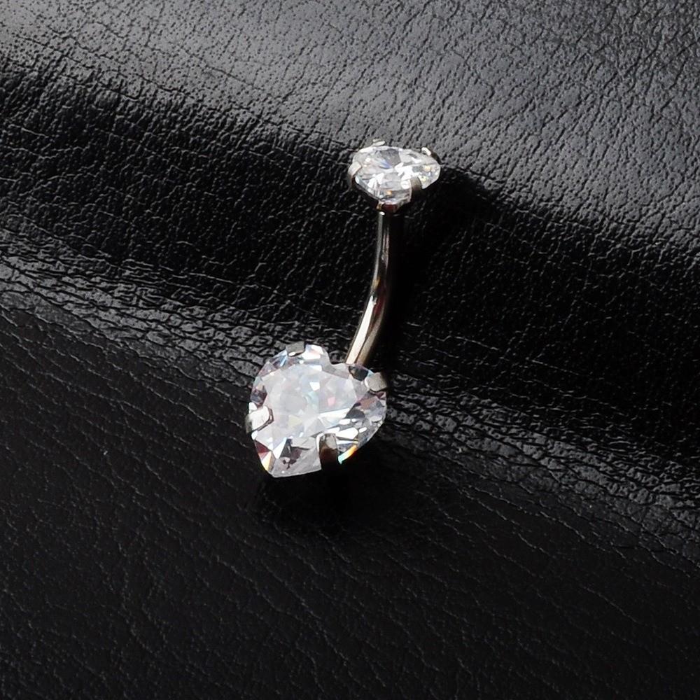 Zircon Body Jewelry Stainless Steel Belly Piercing Gift Heart Navel Button Piercing  Summer