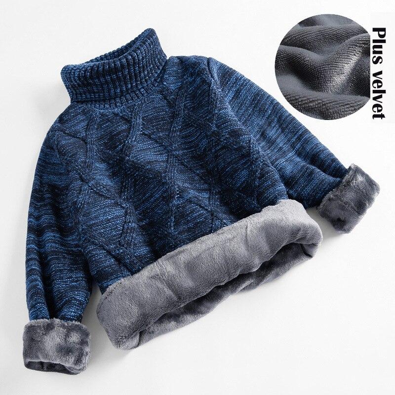 Winter Boy Kids Thick Knitted Bottoming Shirts Solid High Collar Pullover Sweater Baby Boys Sport Clothes