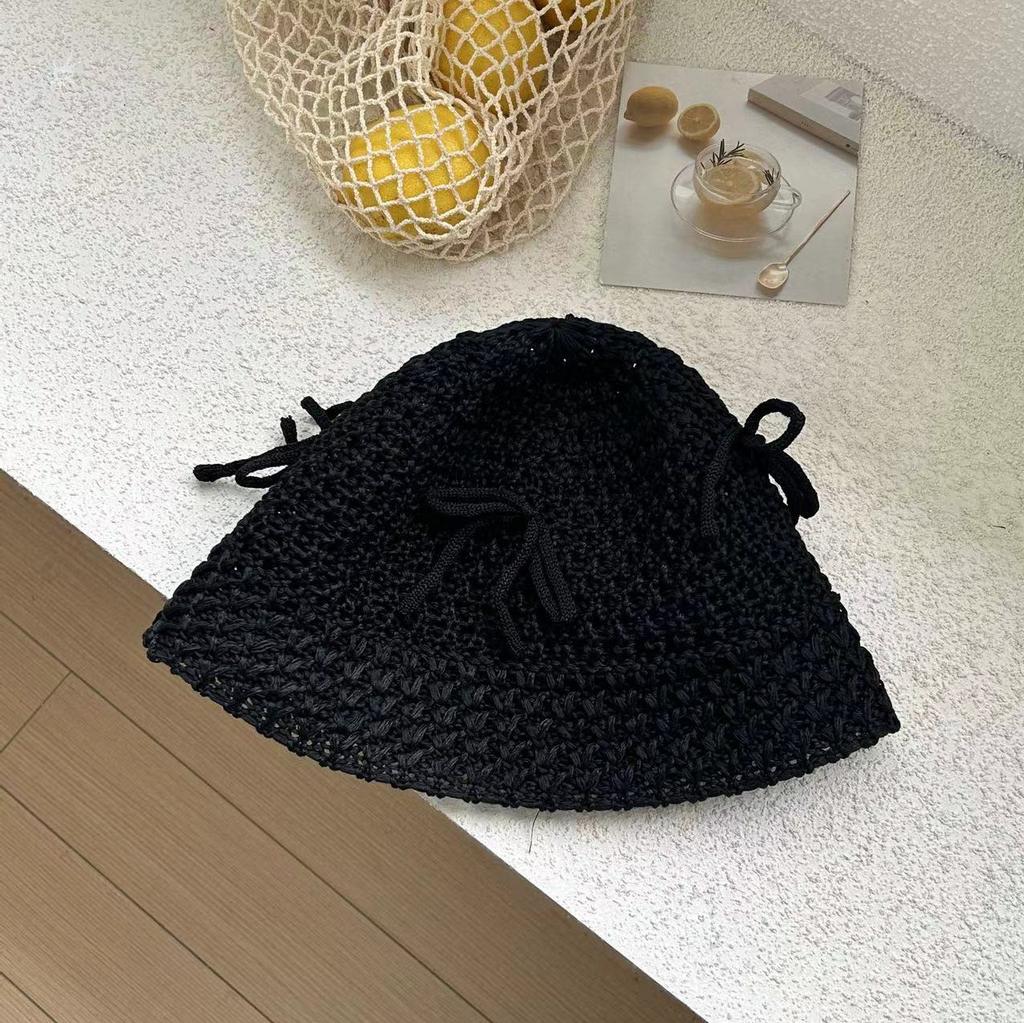 Korean Of Version Plaited Spring And Summer Lovely Bow Knit Womens Sunshade Hat