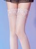 1 Pair Solid Color Peacock Lace Thigh High Socks, Women'S Anti-Slip Long Stockings, Silicone Band Non-Slipping, Reinforced Lace