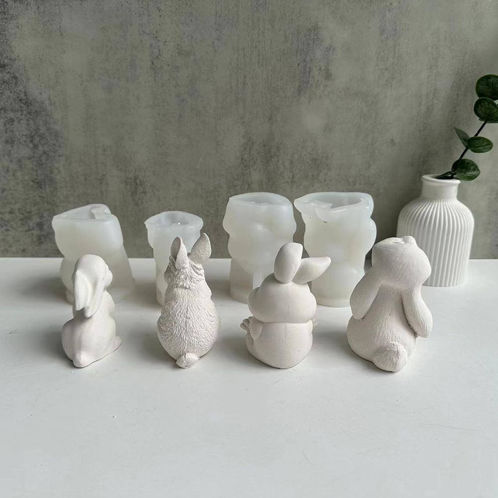 Easter Rabbit Candle Mold DIY Aromatherapy Gypsum Silicone Mold Birthday Gift Small Rabbit Silicone Mold for Window Display
