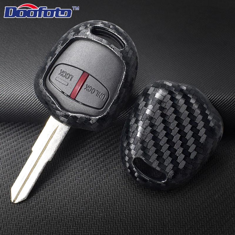 

Doofoto Защитный чехол для автомобильного ключа из углеродного волокна для Mitsubishi, защитный чехол для ключей, автомобильный Стайлинг