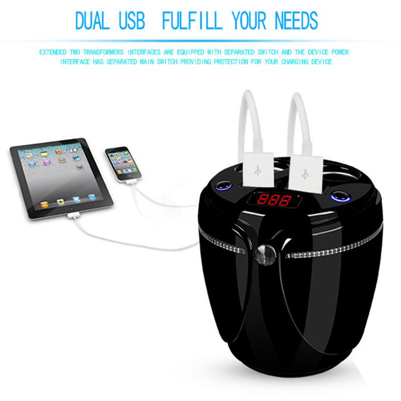 USB Car Charger Cup Holder Display Car Charger Cigarette Lighter Splitter With Voltage Display