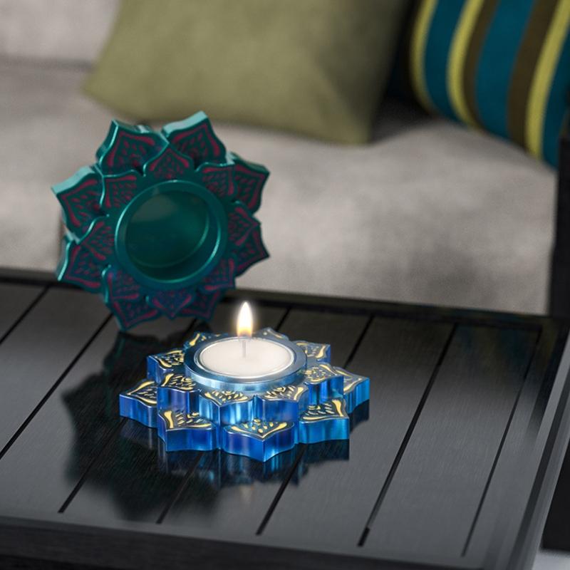 Resin Candle Holder Silicone Moulds Tealight Resin Mold Lotus Candlestick Epoxy Casting Mould for DIY Jewelry Box