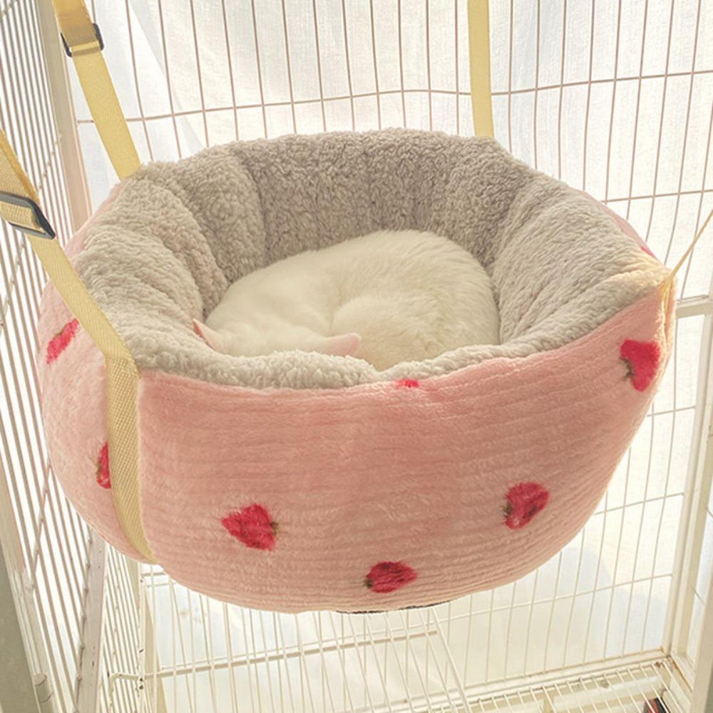 Suspended Swing Cat Warm Hammock Round High Side Cat Swing Bed Cozy Bottom Waterproof Cat Hanging Basket for Pet Cage