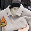Completo invernale da uomo per le feste, due pezzi, caldo, con velluto interno e colletto a camicia