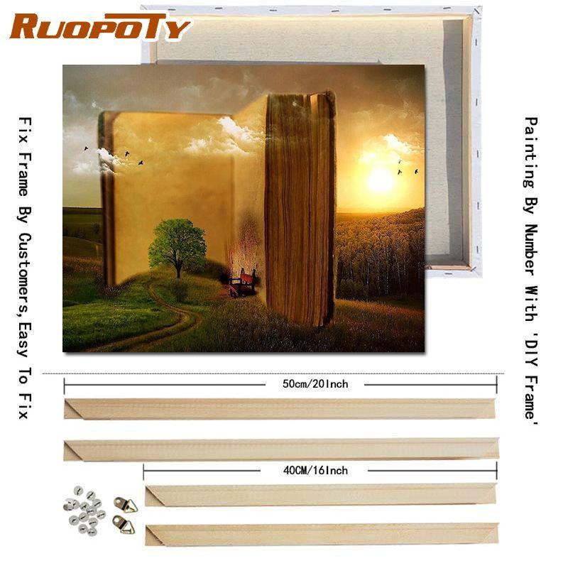 RUOPOTY With DIY Frame Abstract Painting DIY Painting By Numbers Acrylic Paint Handmade Oil Painting On Canvas For Wall Art 40x50CM