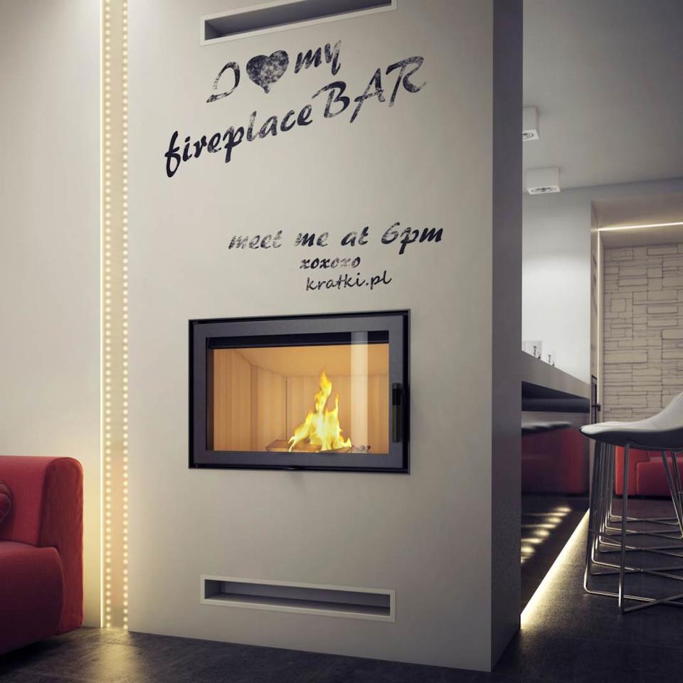 Steel Fireplace KRATKI ZIBI DECO 11 kW Ø 180 Installation Kit