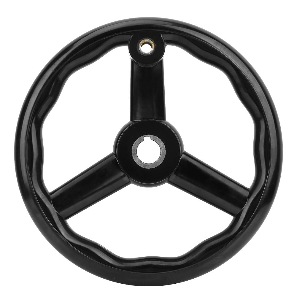 250*25mm Black Anti Slip Bakelite 3 Spoked Lathe Handwheel with Handle for Machine Tool
