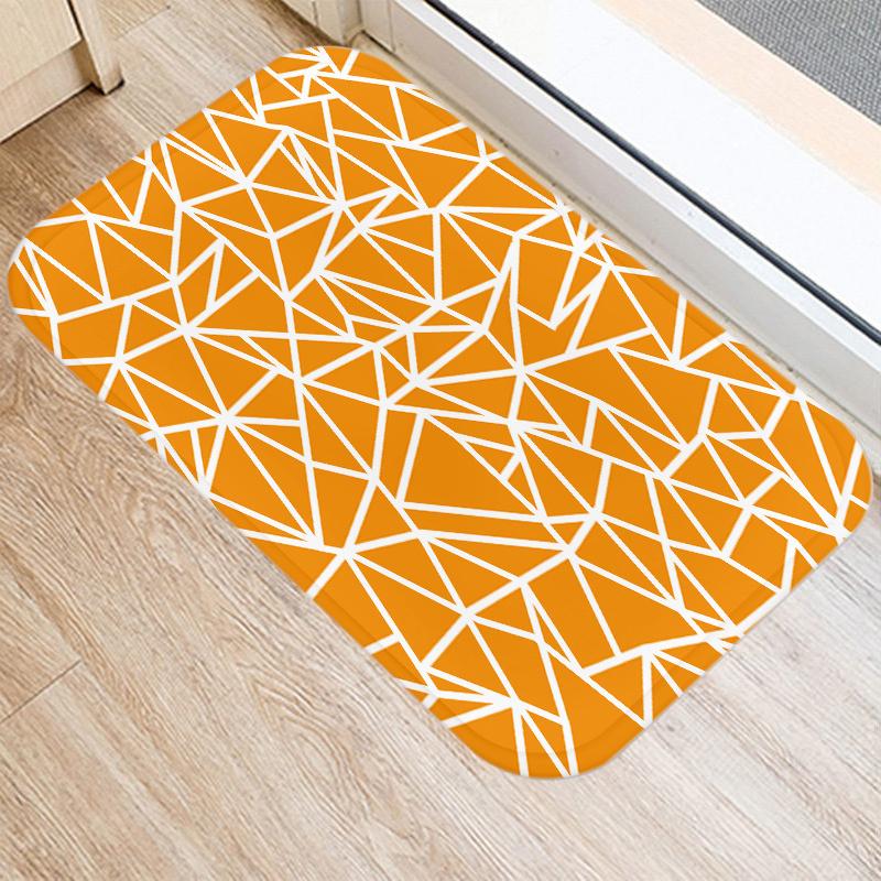 Fashion Orange Geometric Pattern Entrance Door Mat Bathroom Kitchen Anti-Slip Floor Indoor Room Home Decor Non-Slip Rug