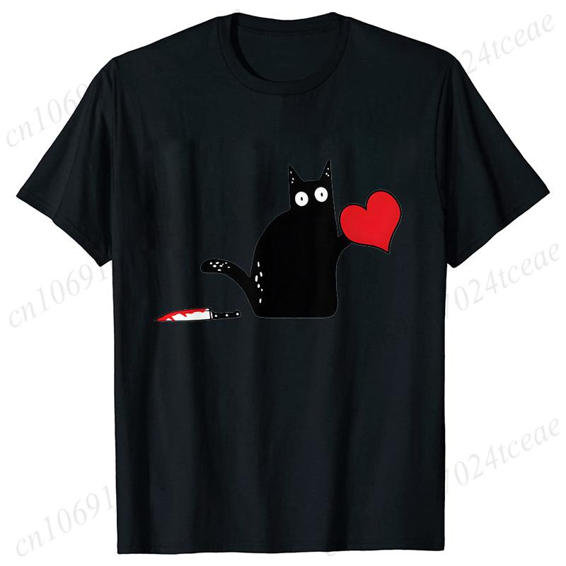 Black Cat with Knift Tee Shirt, Love Couples T Shirts, Couple Shirts, Best Couple Shirts, Lovers Shirt, Black Cat Hearts Outfits