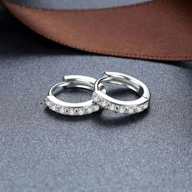 Korean Fashion Silver Color Round Hoop Earrings for Women Charm Sparkling Zircon High Quality Wedding Jewelry Accessories Gift