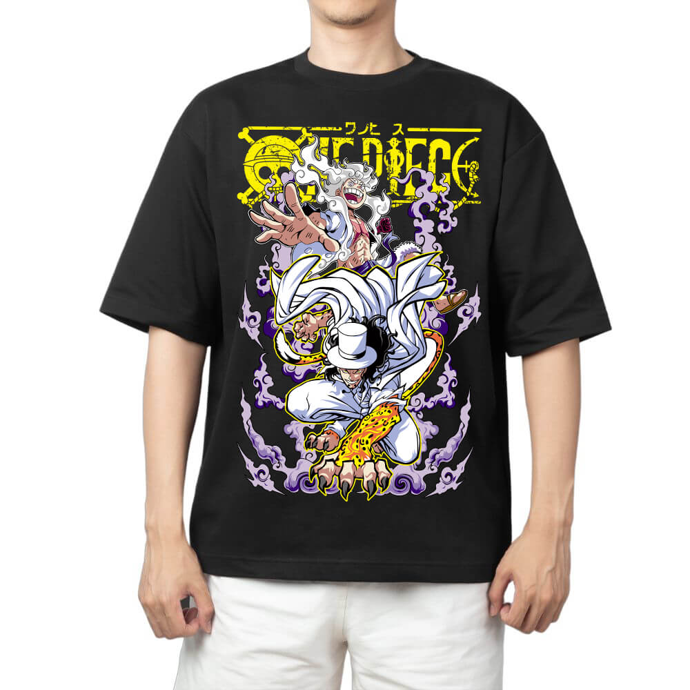 2026 New One Piece Monkey D Luffy Haki Gear 5 Printed Short Sleeve Tshirt Mens and Womens Tshirt Mens Tops Sports Tshirt