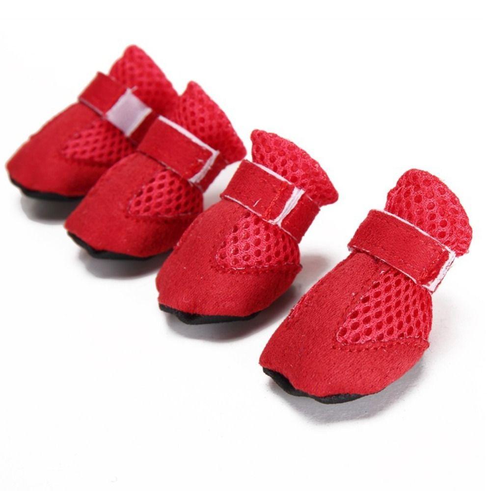 4pcs/set Soft-soled Dog Shoes Mesh Pet Sandals New Poodle Dog Shoes for Small Dogs Puppies