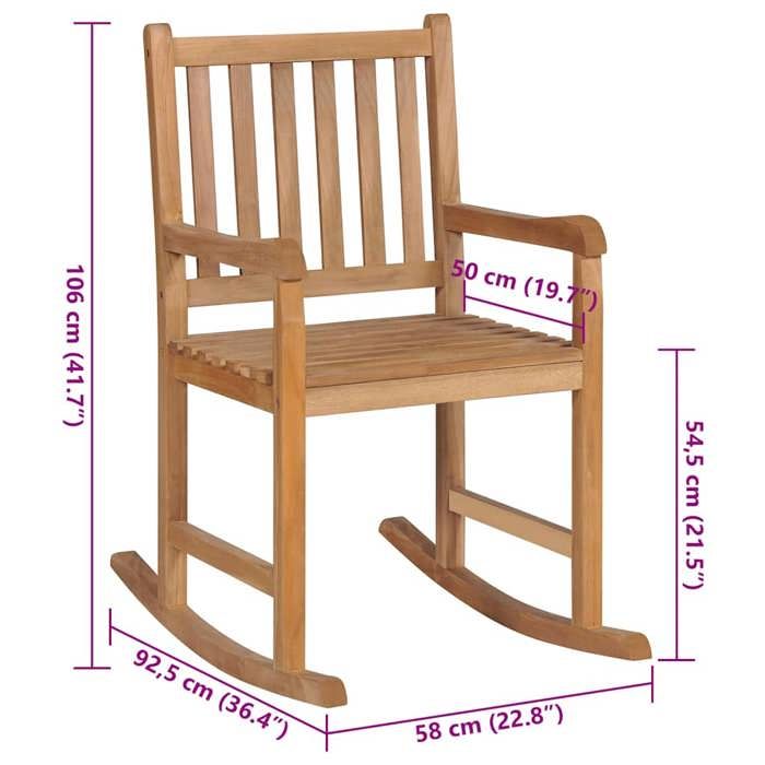 VidaXL Chaise à Bascule avec Coussin Fauteuil de Jardin Chaise à Bascule de Patio Terrasse Extérieur Salon Noir Bois de Teck 3062764